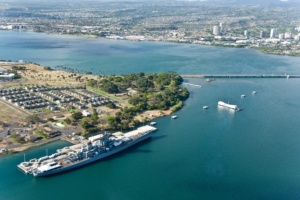 USS Missouri Arizona & Pearl Harbor From Above