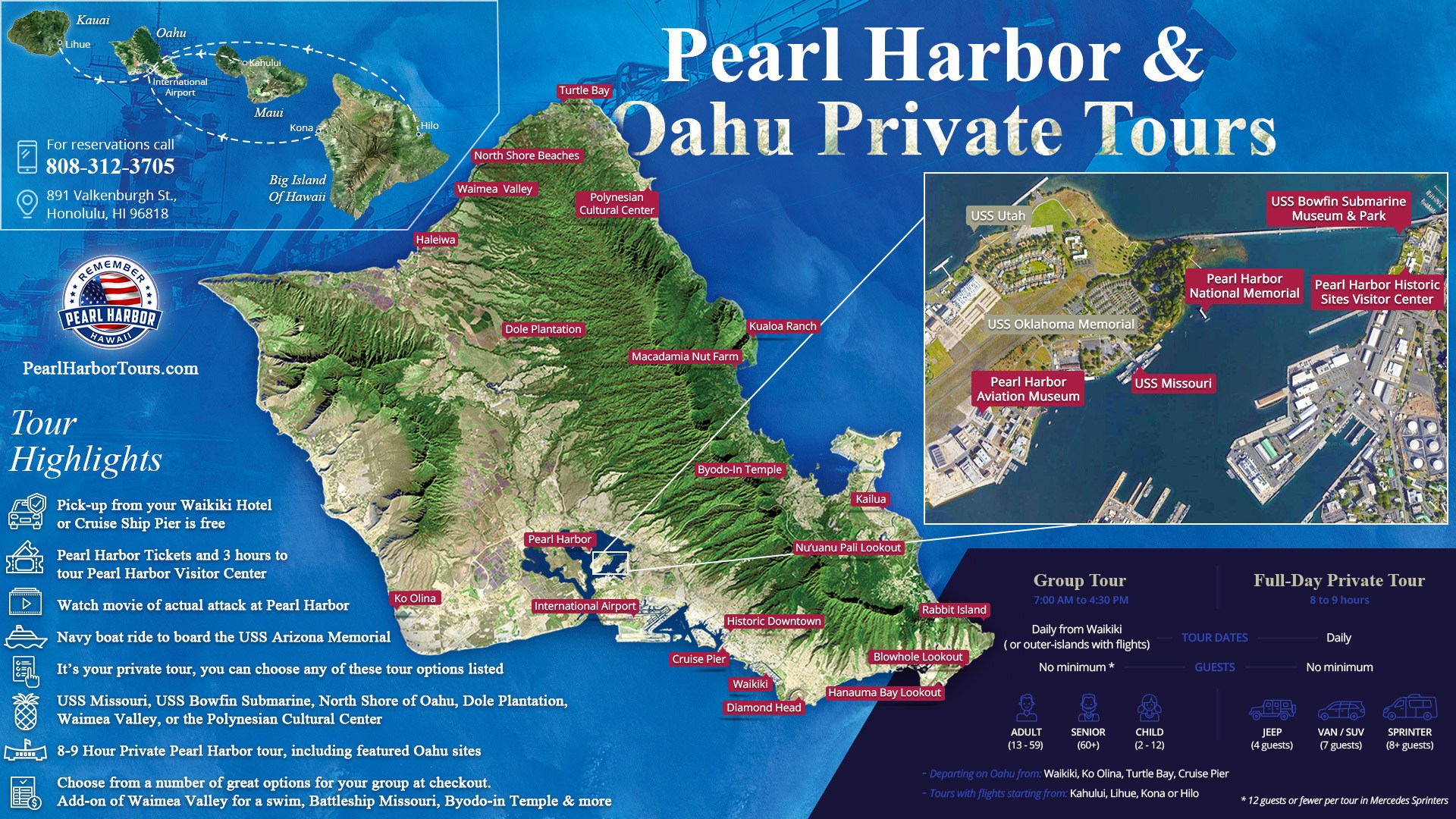 Pht And Oahu Private Tours Map 