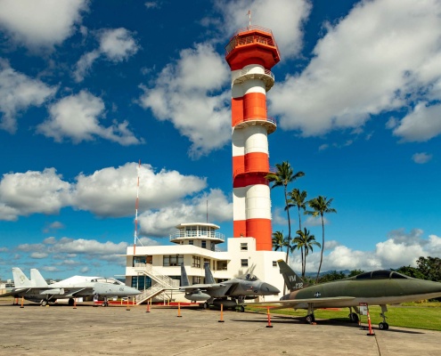 pearl harbor aviation museum tower and jets